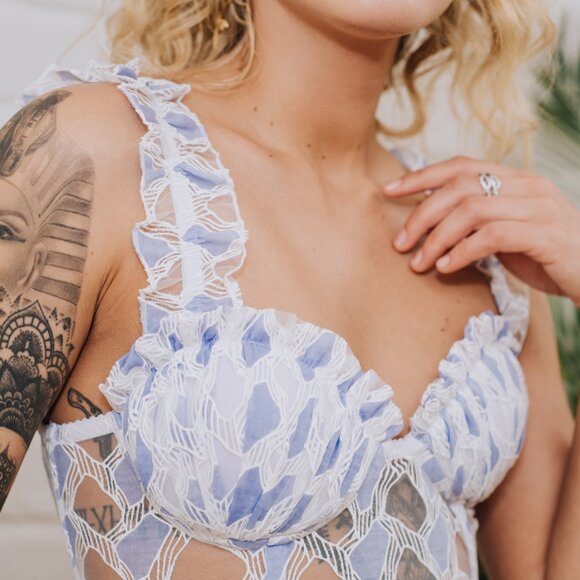 Maison Revolt “Maude” Sheer Embroidered Corset Top – Size 32 (S) - Picture 8 of 10